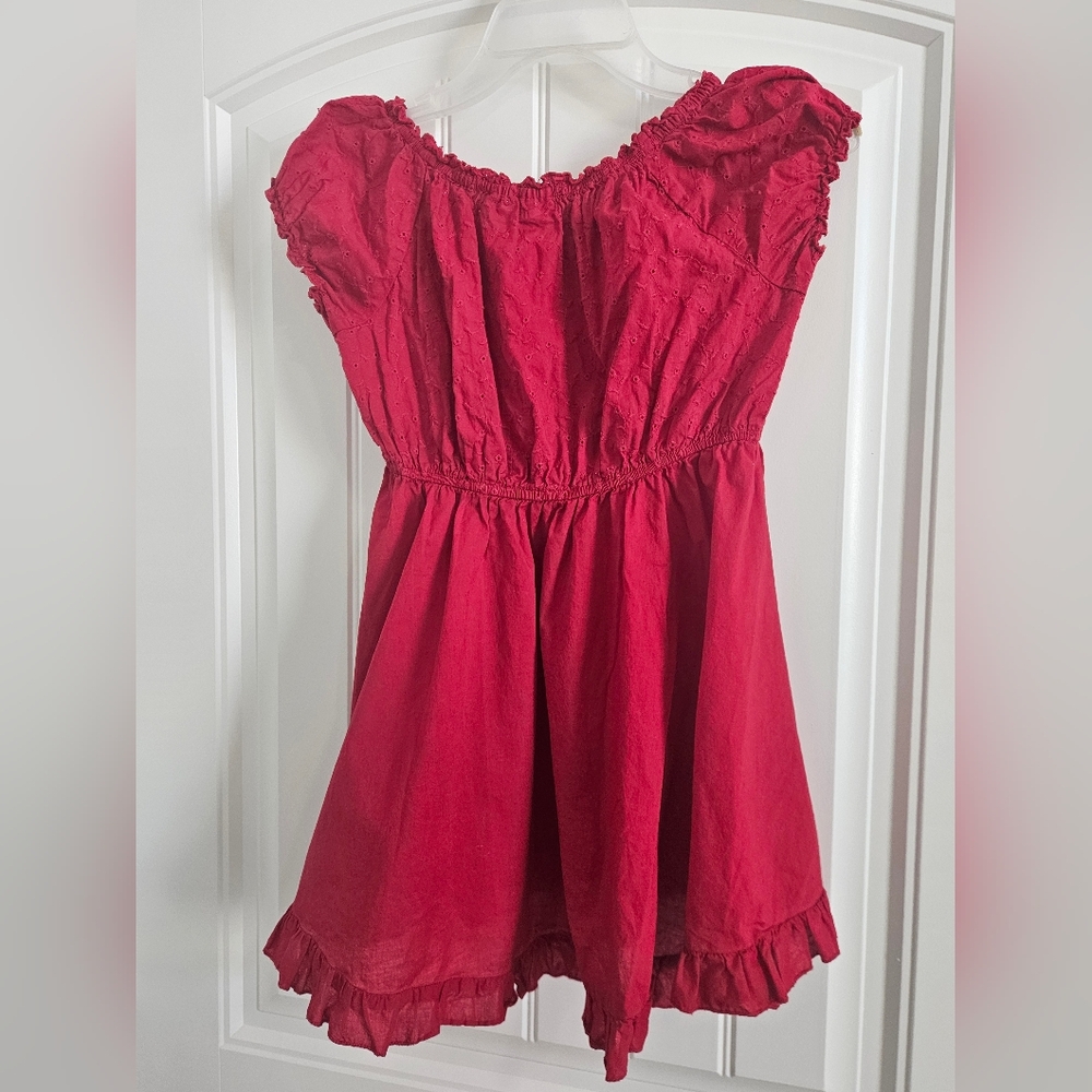 Y2K Red Ruffled Blouse - Picture 2 of 5